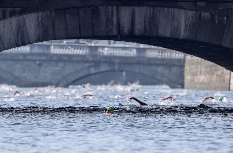 A spread-out field in the Liffey Swim. Photograph: Dan Sheridan/Inpho